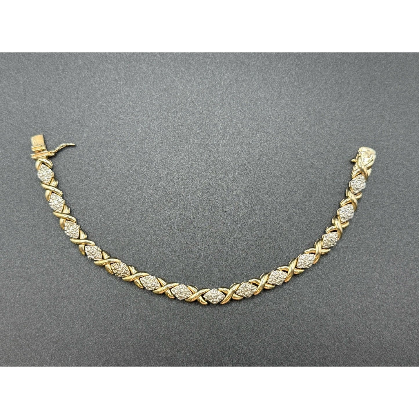 7.5” Gold Sterling Silver Illusion Bracelet 17 Grams P6