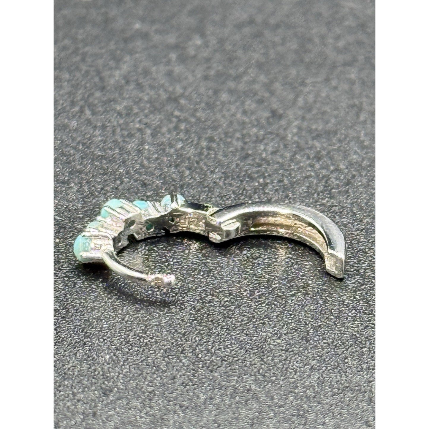 New Condition Sterling Silver Genuine Turquoise Dainty Hoops 925