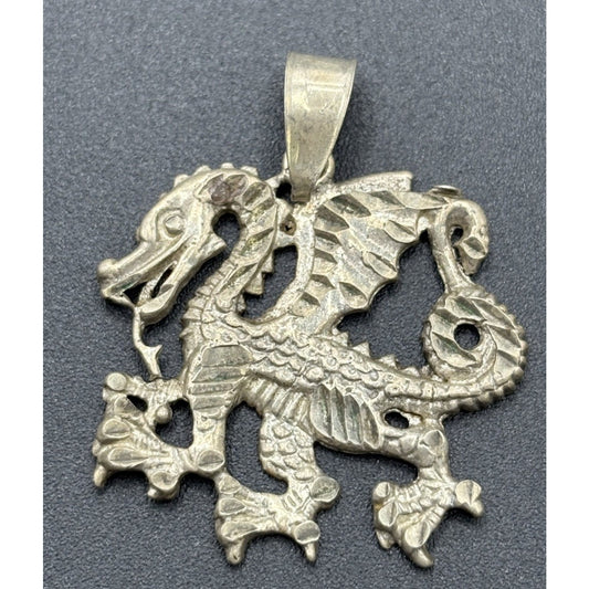 Vintage Sterling Silver Dragon Pendant Charm 5 Grams W18