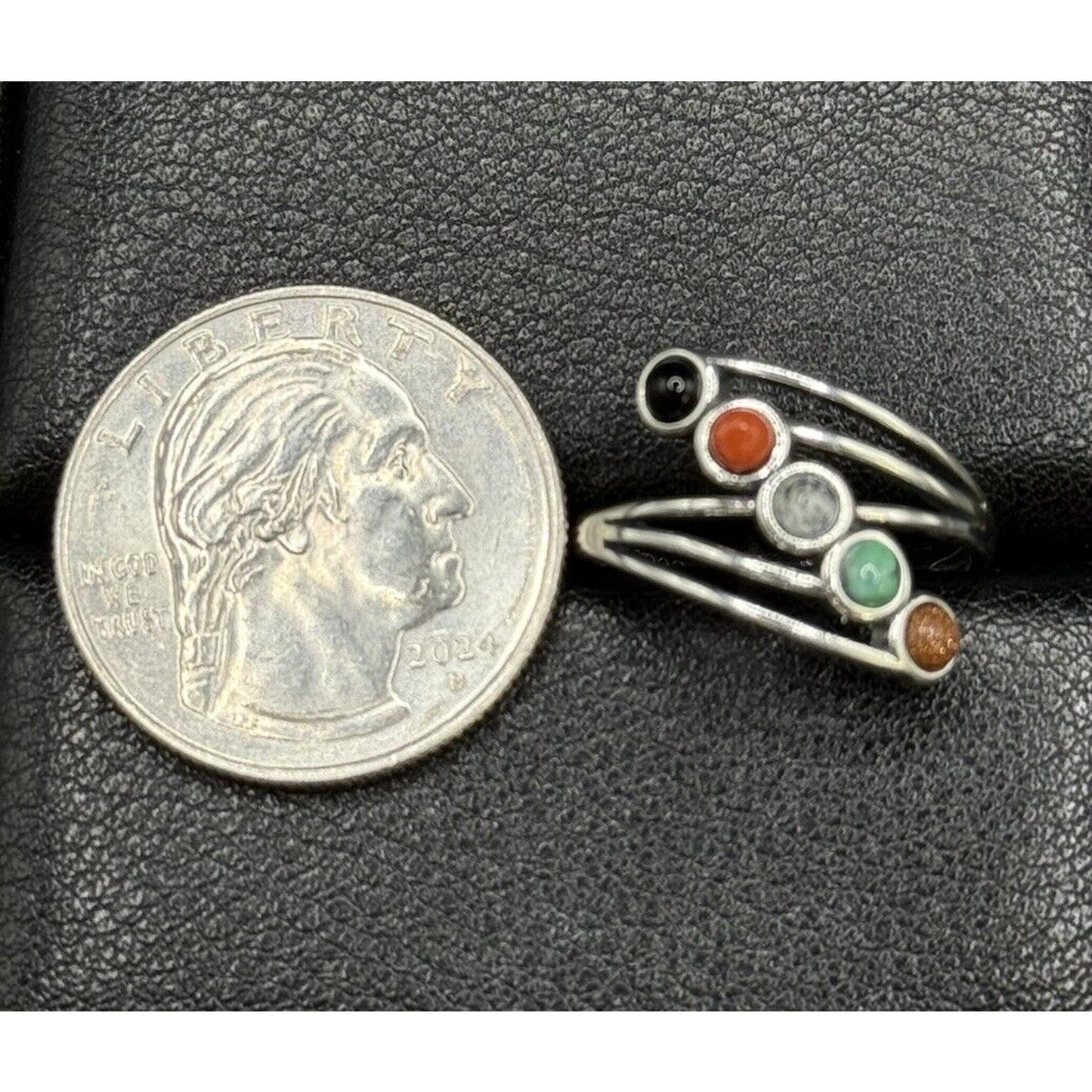 New Condition Sterling Silver Multi Gemstone Ring Size 7.00 Turquoise