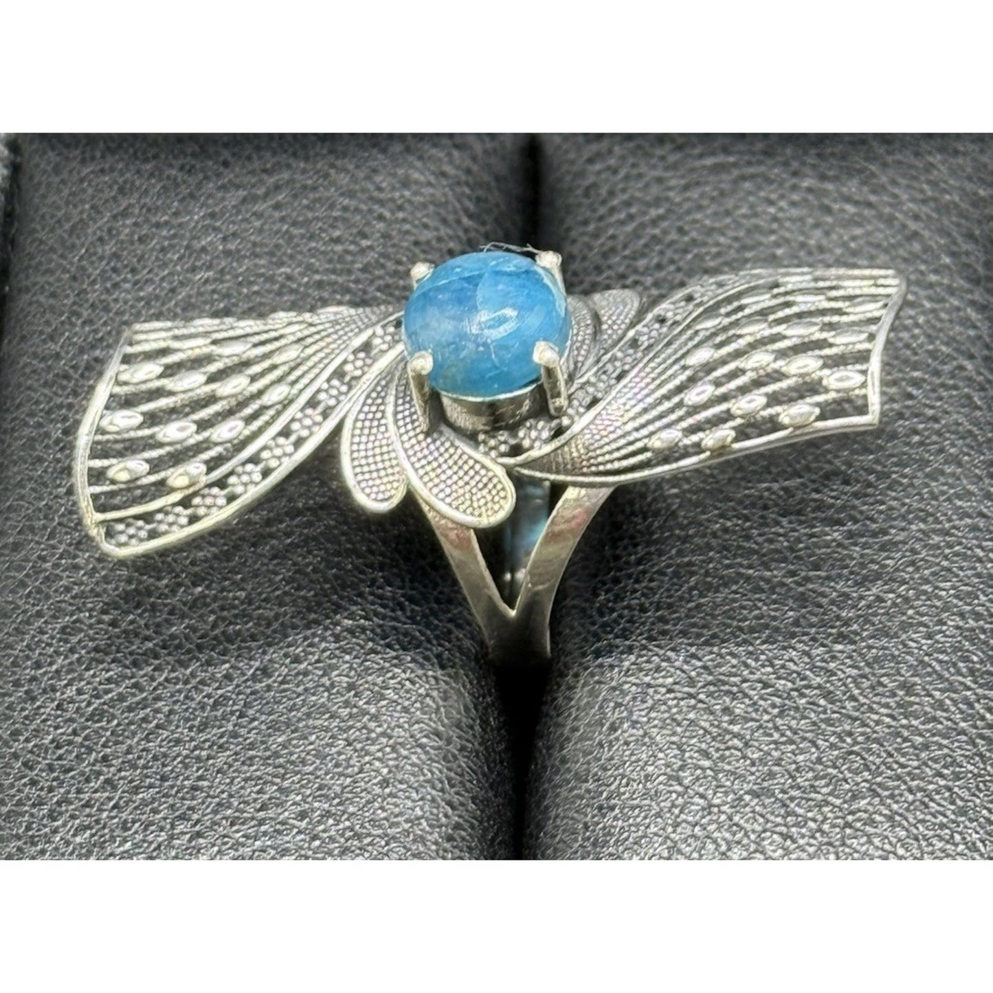 Excellent Used Condition Sterling Silver Genuine Apatite Ring Size 7.00 Q2