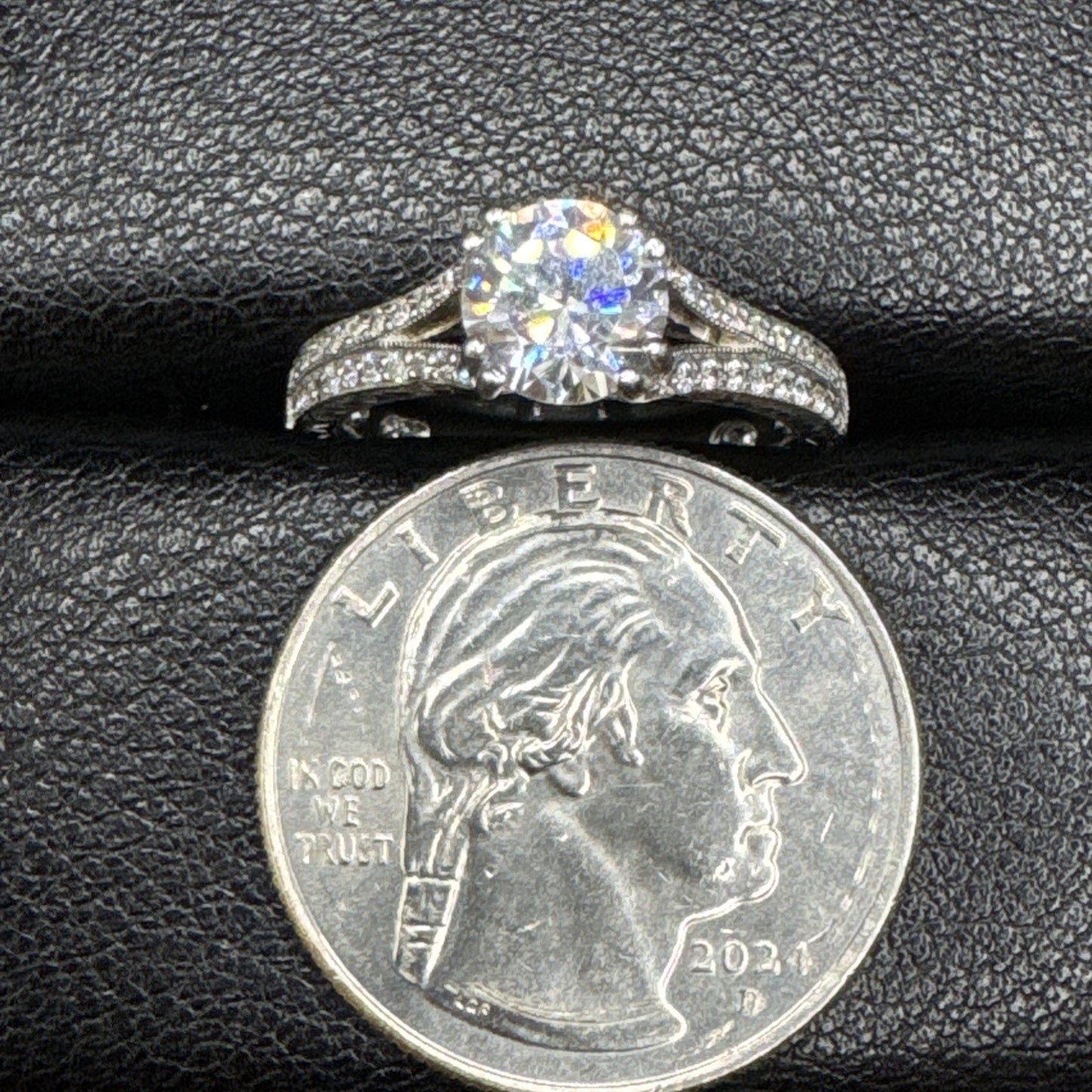 Sterling Silver Split Shank CZ Engagement Ring 925 Size 6.5 Q23