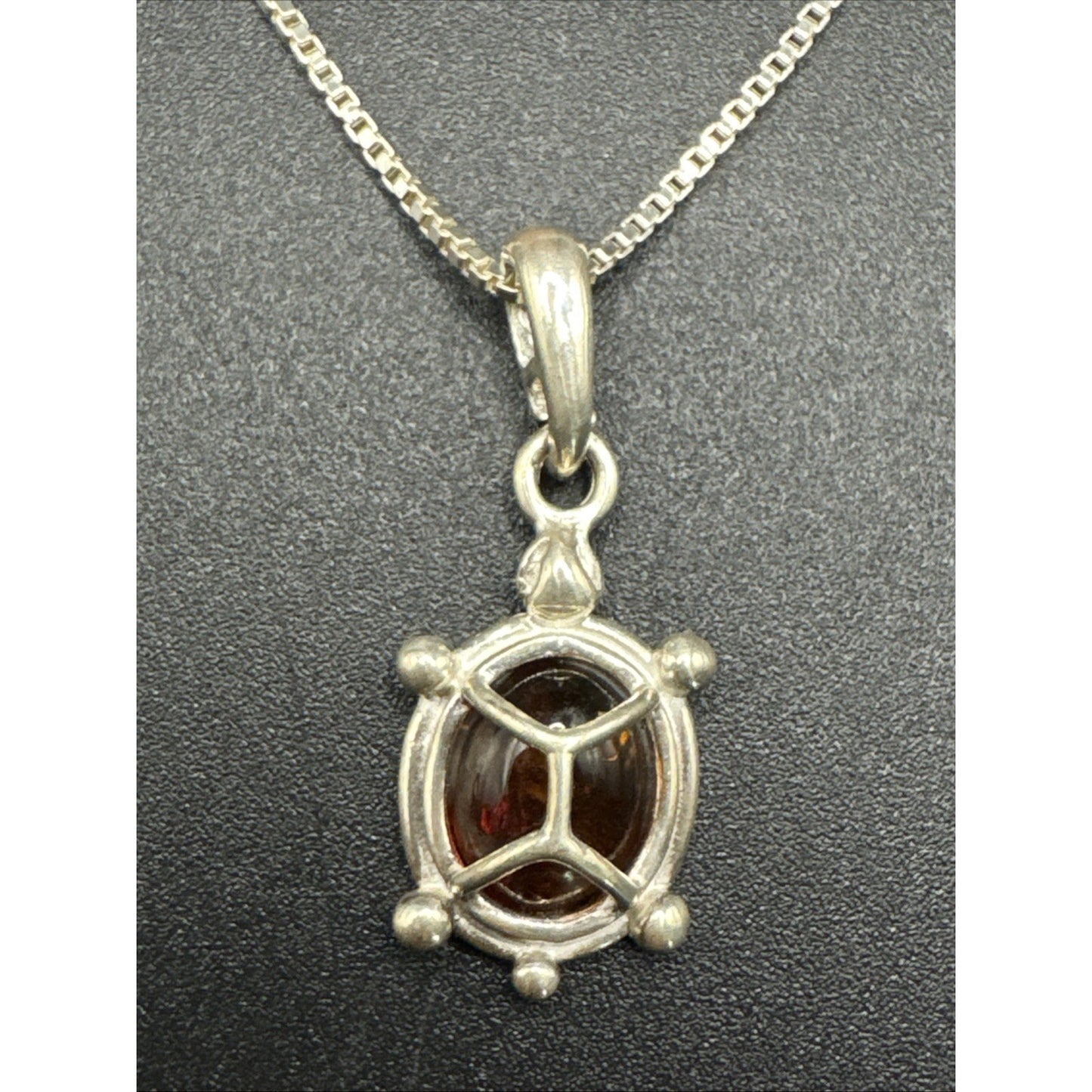 20” Sterling Silver Genuine Amber Turtle Pendant Necklace 925 R21