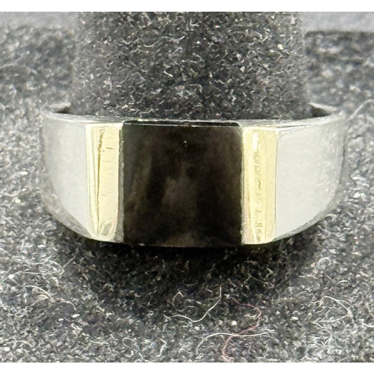 New Condition Sterling Silver Onyx Gents Ring Size 10.00 925