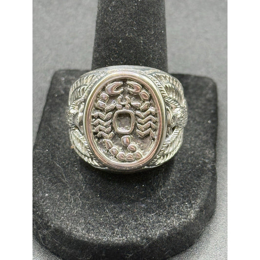 New Condition Sterling Silver Heavy Scorpion Eagle Gents Ring Size 10.00
