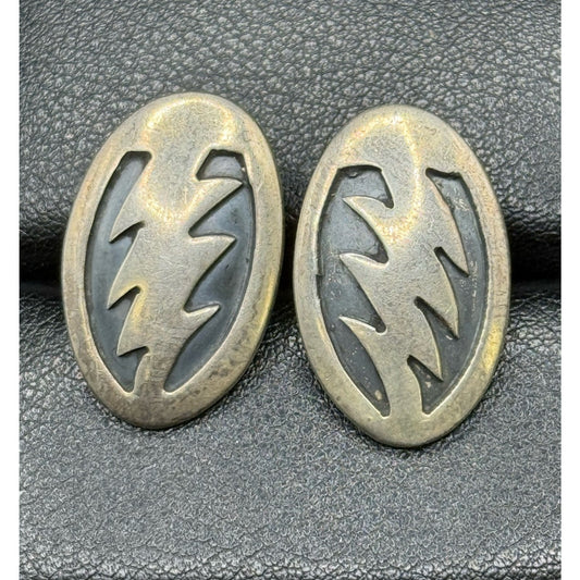 Southwestern Sterling Silver Lightening Bolt Screw Back Earrings P3