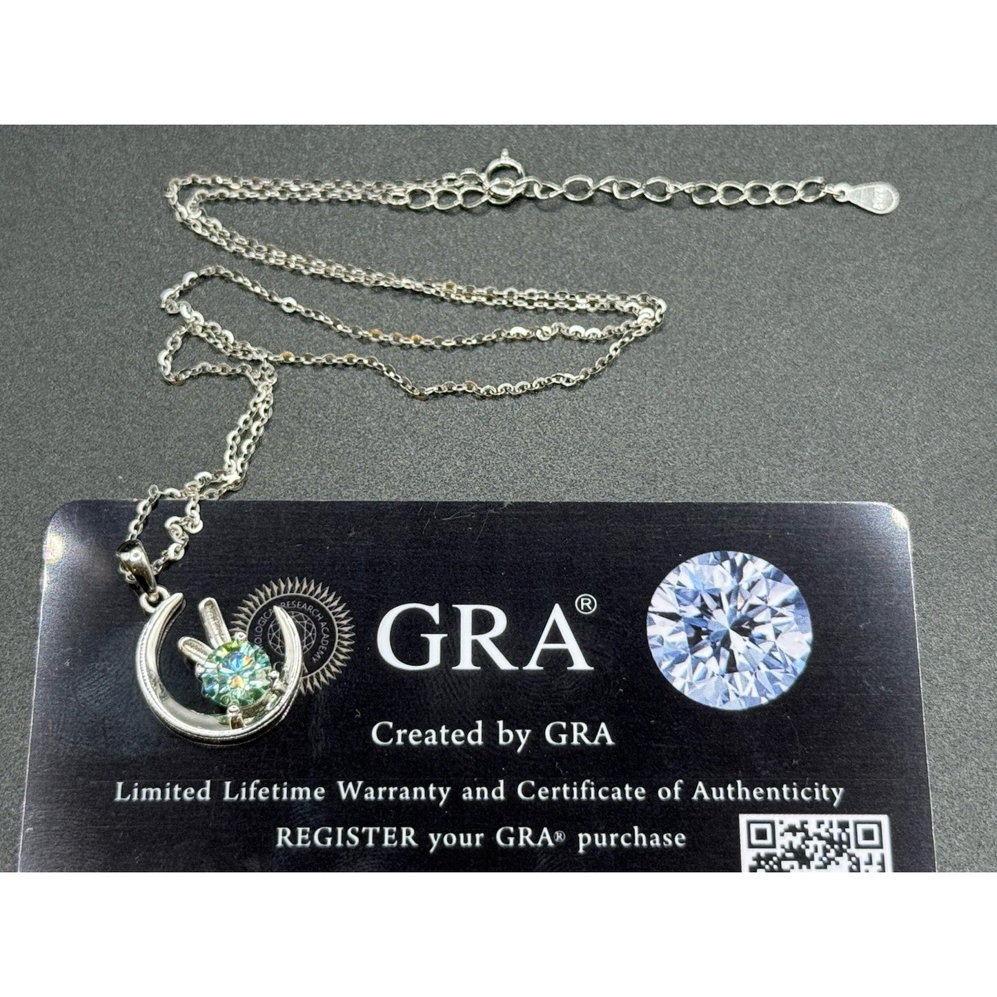 New Condition 18” Light Blue Moissanite Rabbit Sterling Silver Pendant Necklace