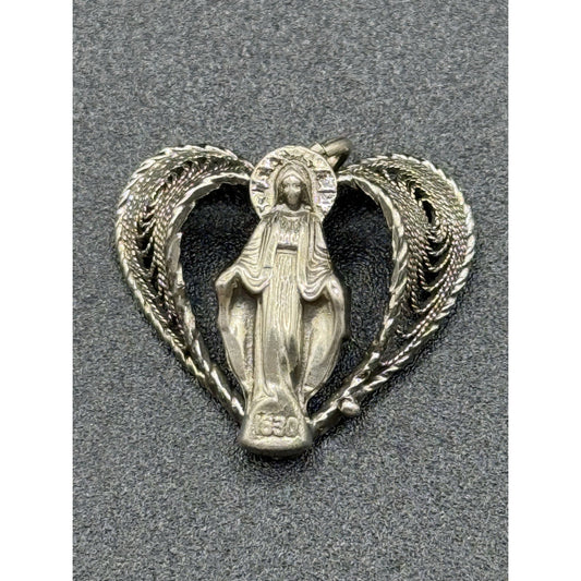 Vintage Sterling Silver Lady Guadeloupe Charm Pendant 925 P6