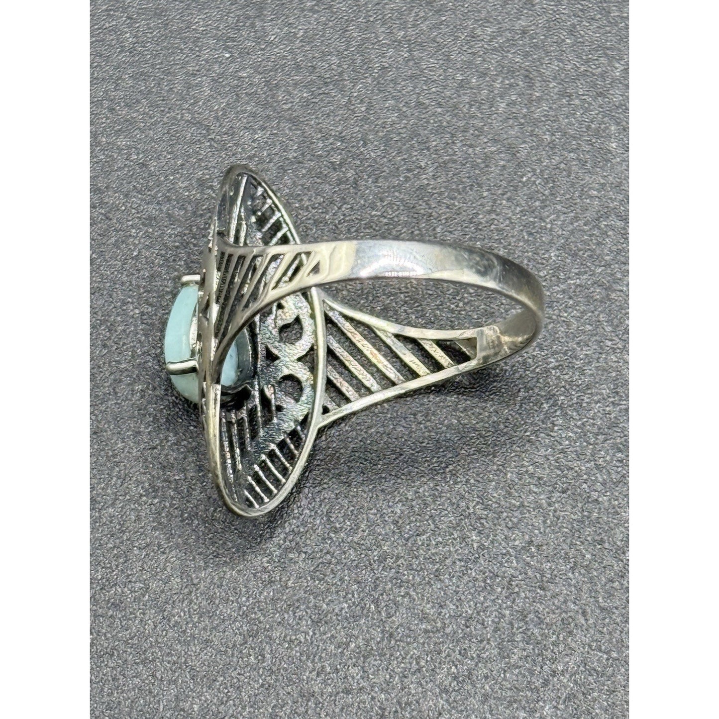 EUC Sterling Silver Genuine Pear Laramar Filigree Ring Size 9.00 P31