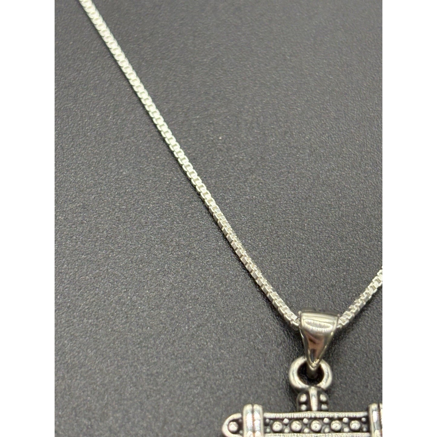 New Condition 20" Sterling Silver Skull Anchor Pendant Necklace