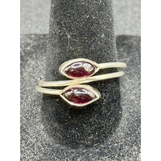 EUC Sterling Silver Double Rhodolite Garnet Ring Size 9.00 Q24