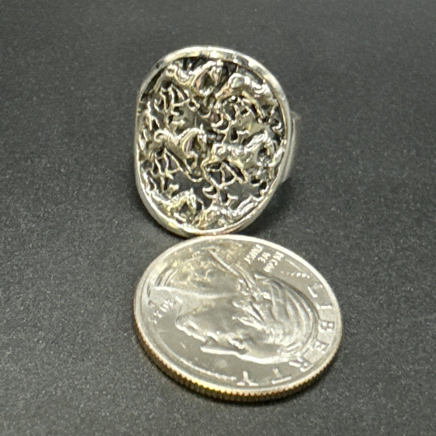 New Condition Sterling Silver Galloping Horses Ring 925 Size 11