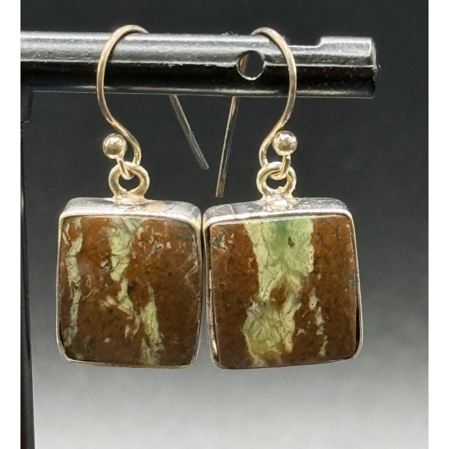New Condition Sterling Silver Jasper Dangle Earrings 925