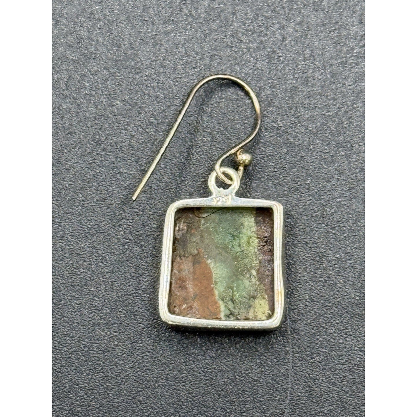 New Condition Sterling Silver Jasper Dangle Earrings 925