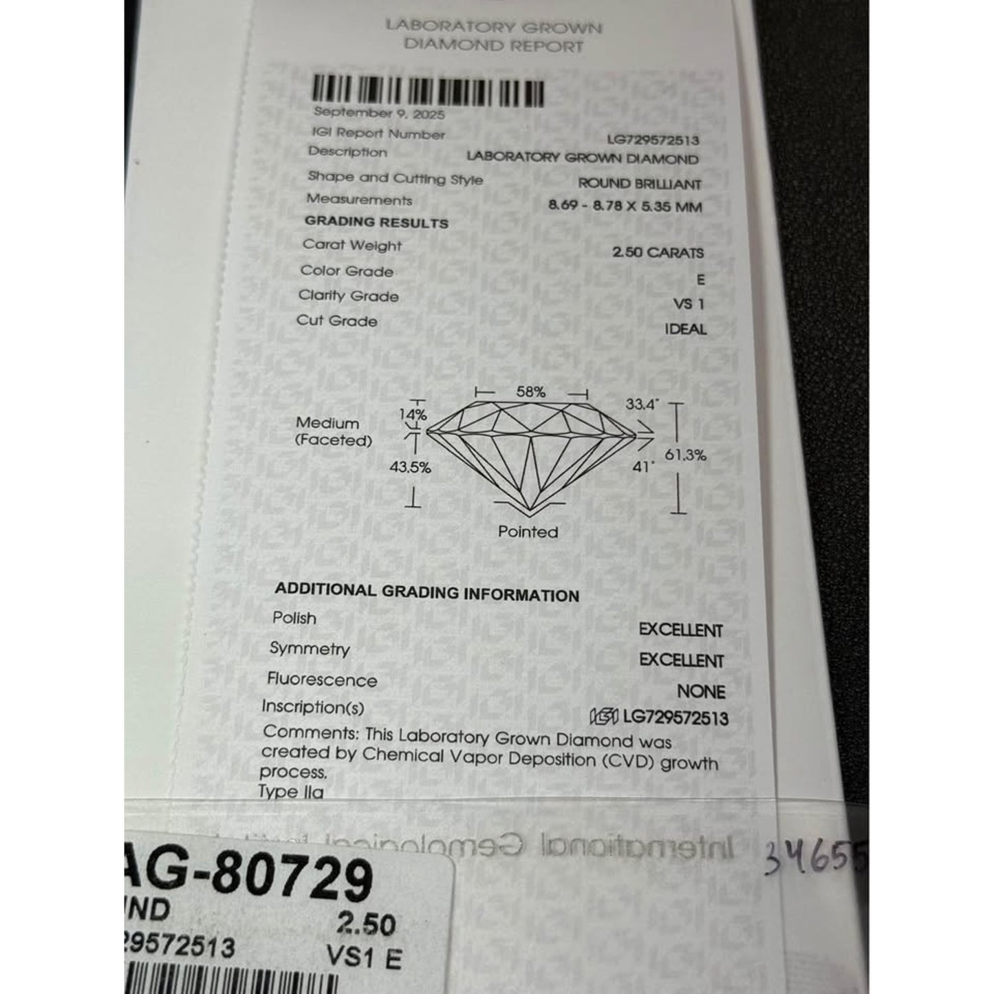 14k White Gold 5.00 Carat Total Weight E Color Vs1 Clarity IGI Lab Grown Diamonds