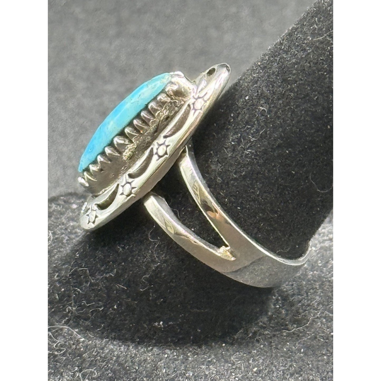New Condition Sterling Silver Turquoise Sun Moon Ring Size 6.50