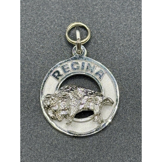 Vintage Sterling Silver Regina Canada Buffalo Charm Souvenir 925 P10