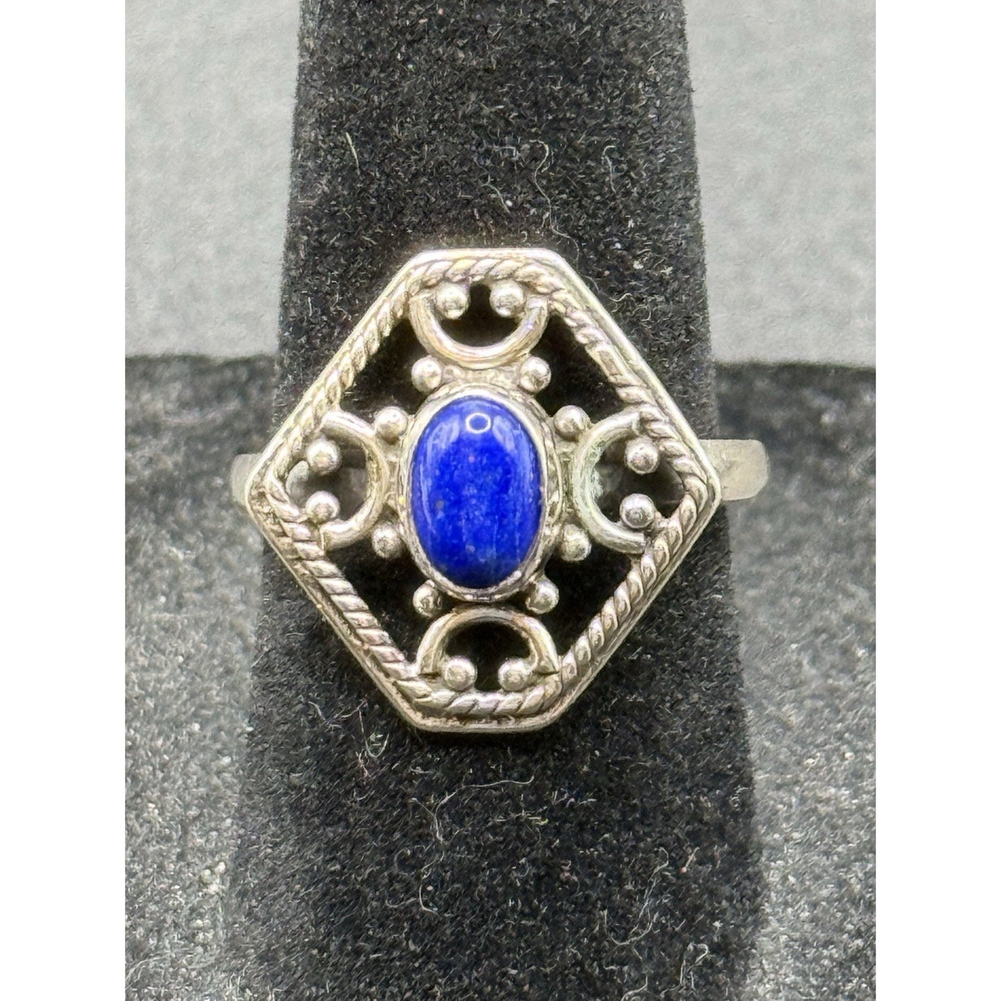 Excellent Used Condition Sterling Silver Genuine Lapis Ring Size 7.00 925 P19
