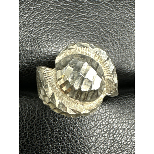 Vintage Sterling Silver Diamond Cut Dome Ring 925 Size 5 925 K10