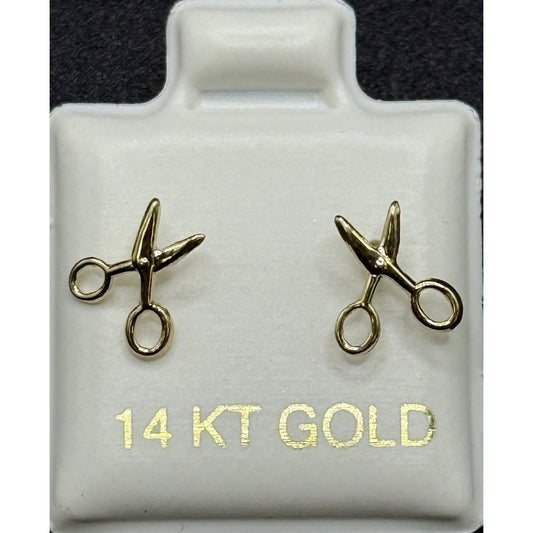 New Condition 14k Dainty Scissors Stud Earrings