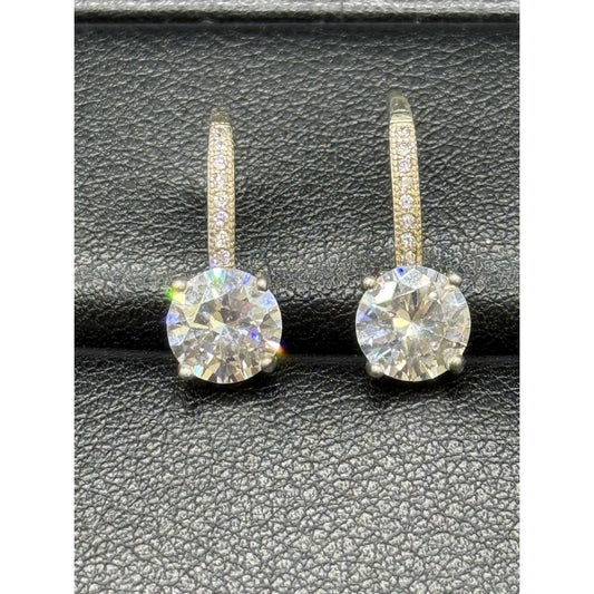 Vintage Sterling Silver Cubic Zirconia Dainty Dangle Earrings 925 P10