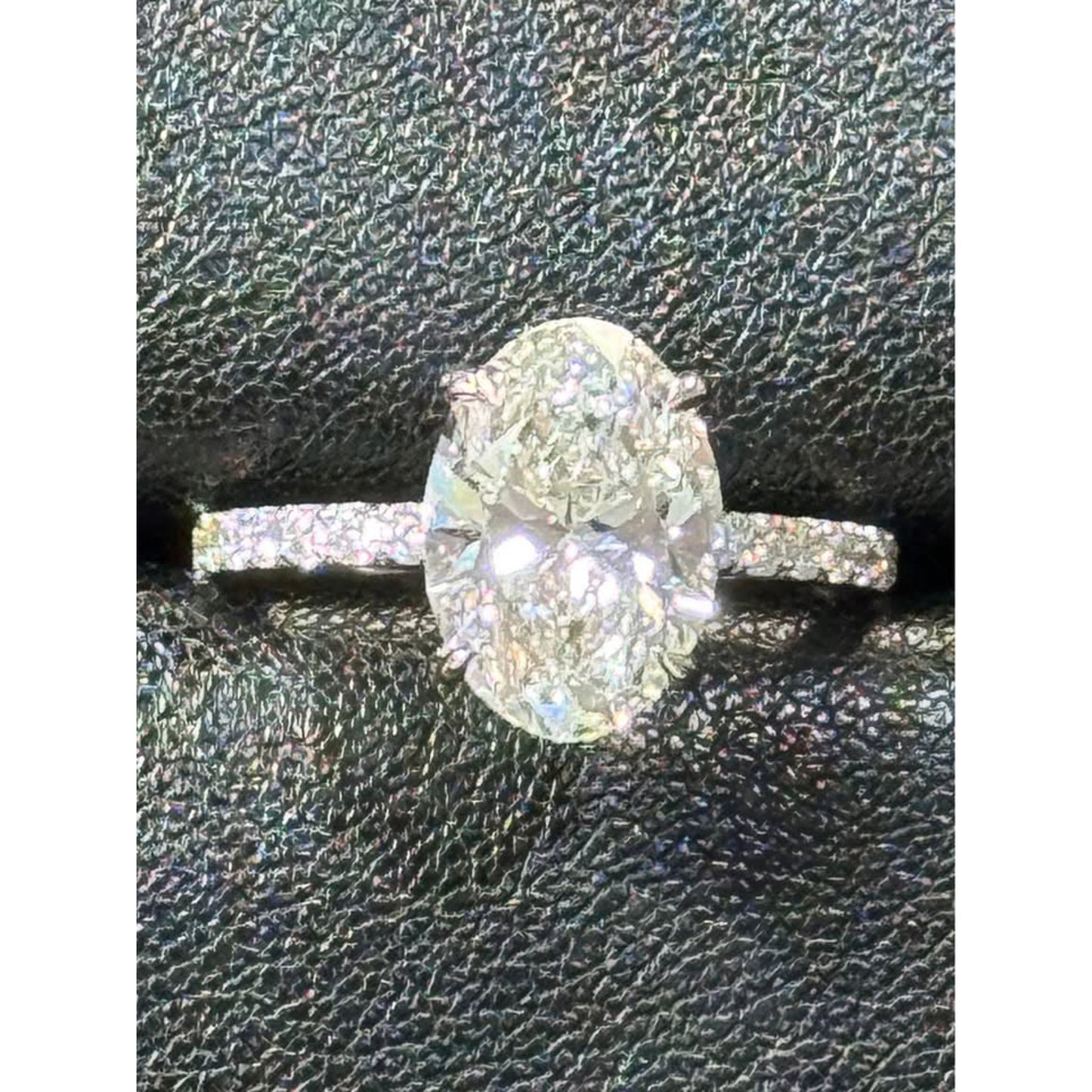 14k White Gold 3.08 Carat Oval Lab Grown Diamond Ring E Color VS1 Clarity