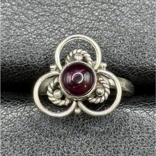 EUC Sterling Silver Genuine Rhodolite Garnet Ring Size 6.00 Q7