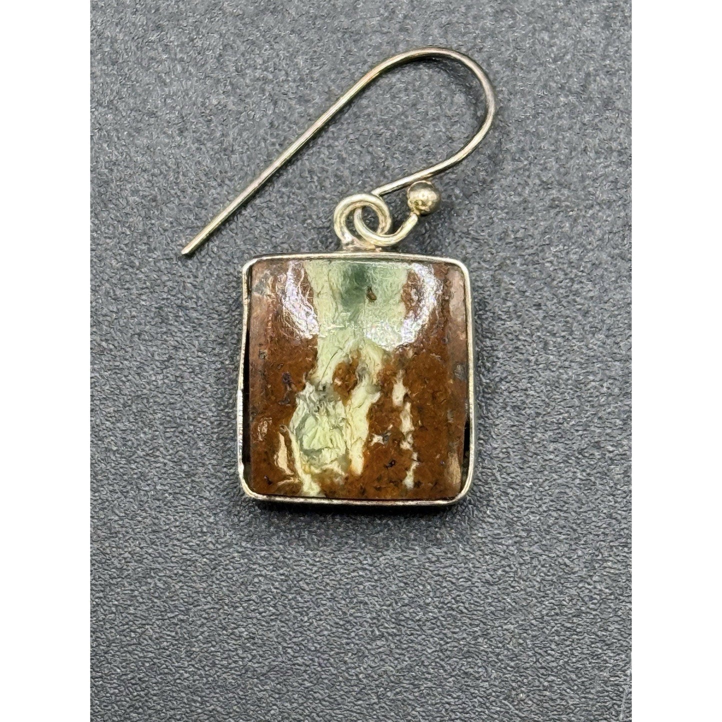 New Condition Sterling Silver Jasper Dangle Earrings 925
