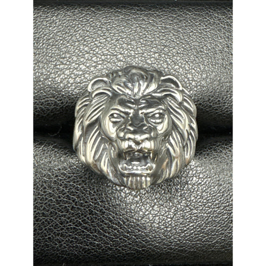 New Condition Sterling Silver Lion Head Ring 925 Size 11