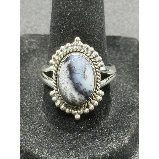 New Condition Sterling Silver Dendrite Opal Ring Size 9.00 925