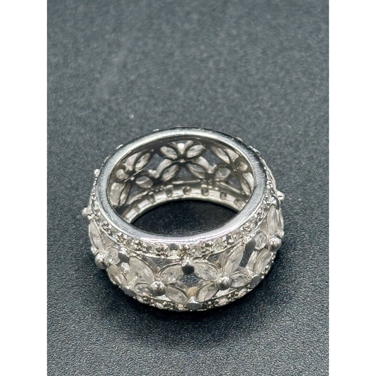 Vintage Sterling Silver C.Z. Open Eternity Band Size 6.00 Small Stone MissingM10