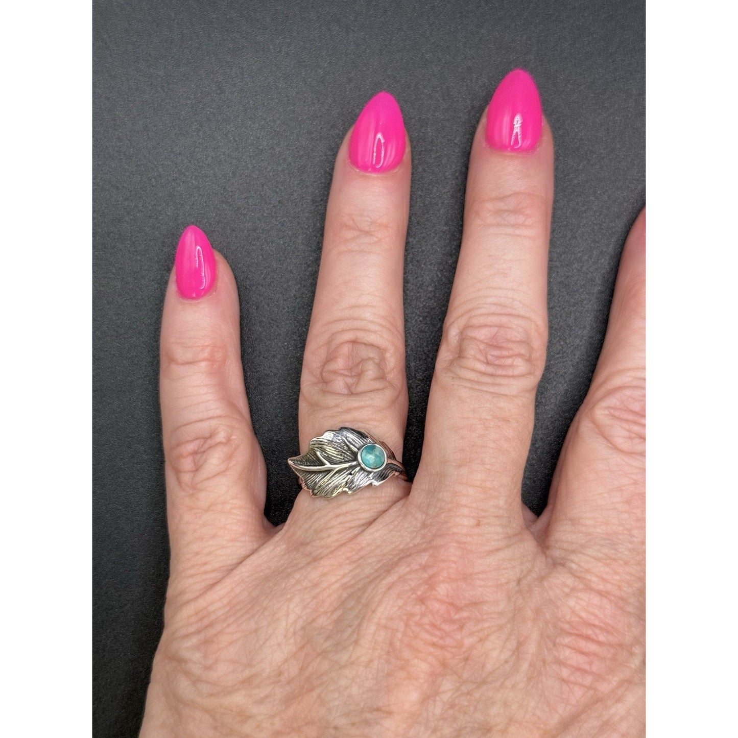 New Condition Sterling Silver Genuine Turquoise Ring Size 7.00