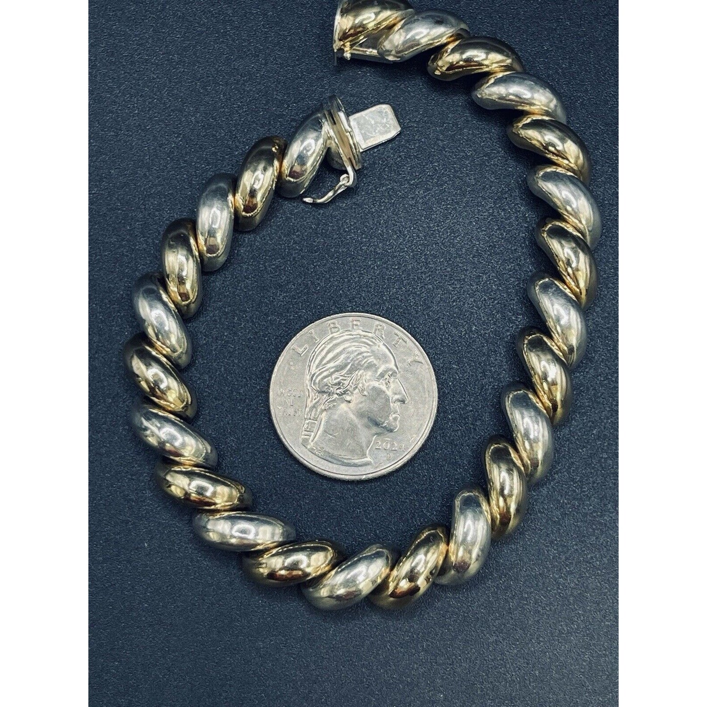 Two Tone Sterling Silver Son Marcos Bracelet 10MM 25 Grams K22