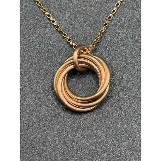 18” Rose Sterling Silver Circles Twist Pendant Necklace 925 M27