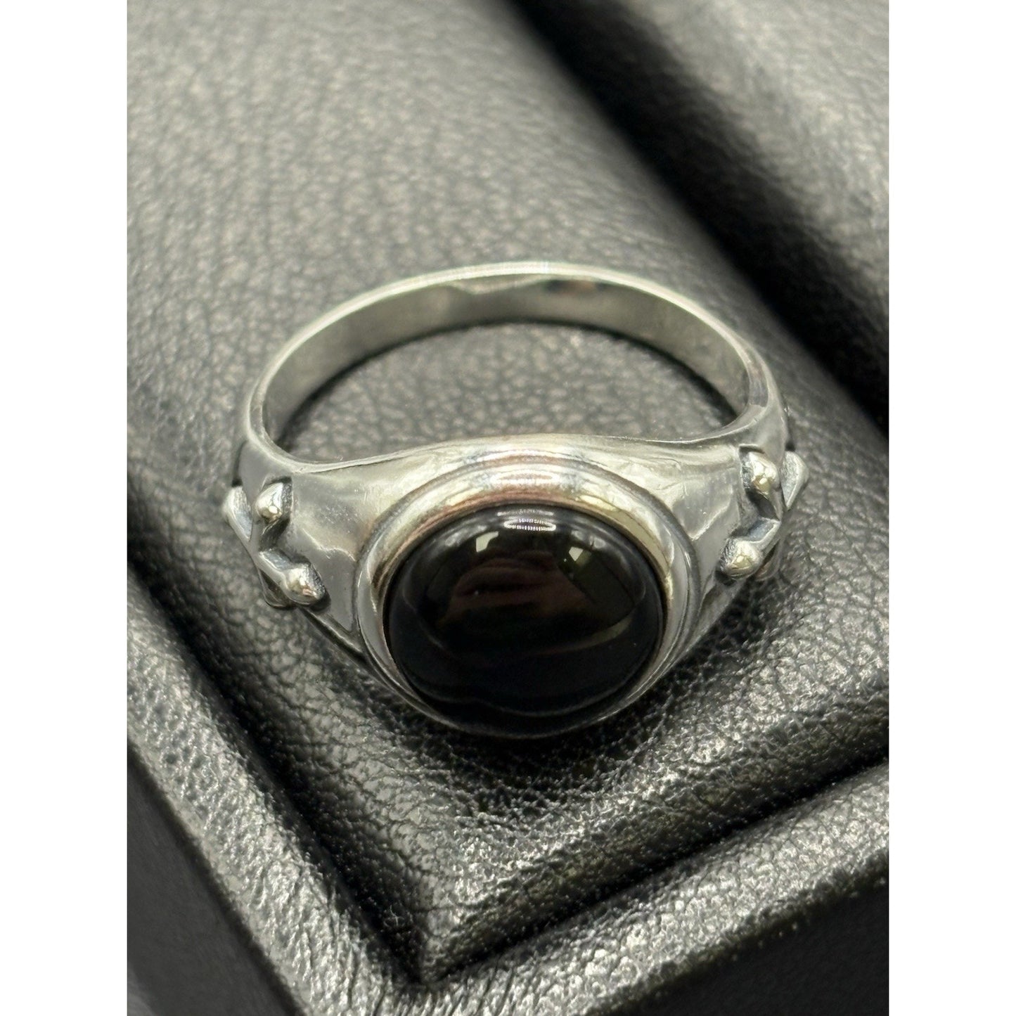 New Condition Sterling Silver Onyx Cross Ring Size 7 Free Shipping