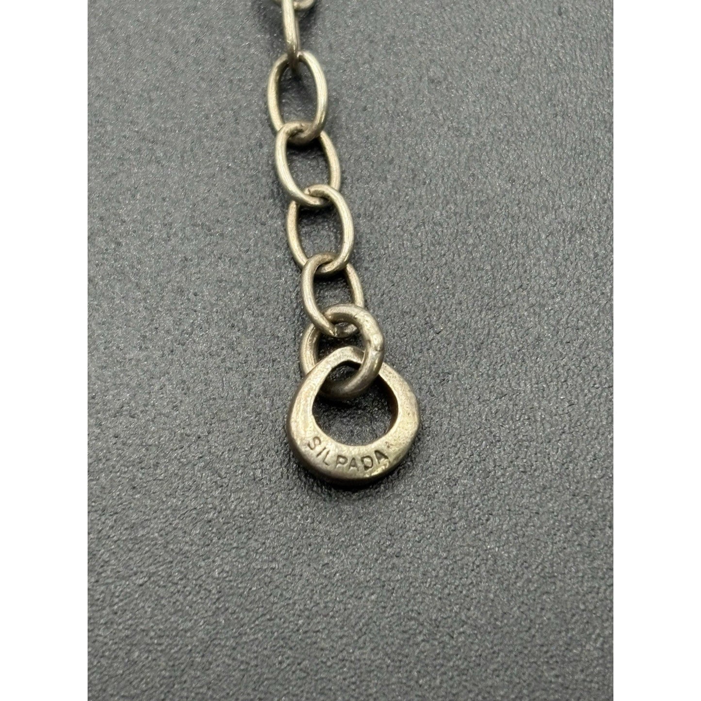 Silpada 18" Sterling Silver Leather Cord Hammered Texture W19