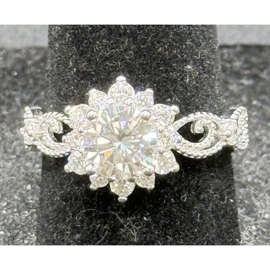 New Condition Sterling Silver Moissanite Ring Size 6.50 GRA