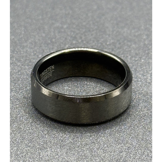 New Condition Beveled Black Tungsten Wedding Band Size 10.00