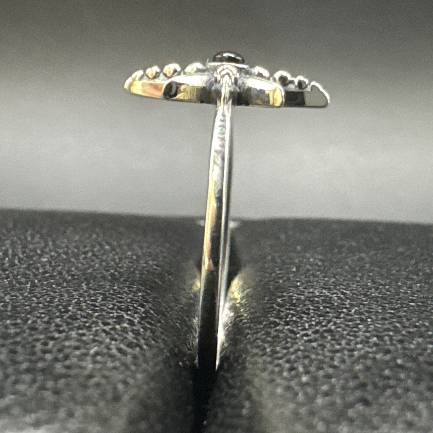 New Condition Sterling Silver Onyx North Star Ring 925 Size 7
