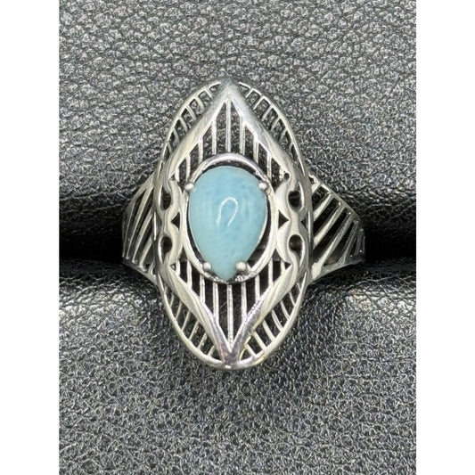 EUC Sterling Silver Genuine Pear Laramar Filigree Ring Size 9.00 P31