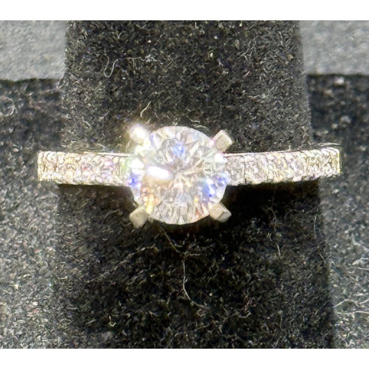 EUC Sterling Silver Cubic Zirconia Engagement Ring Size 6.50 P5