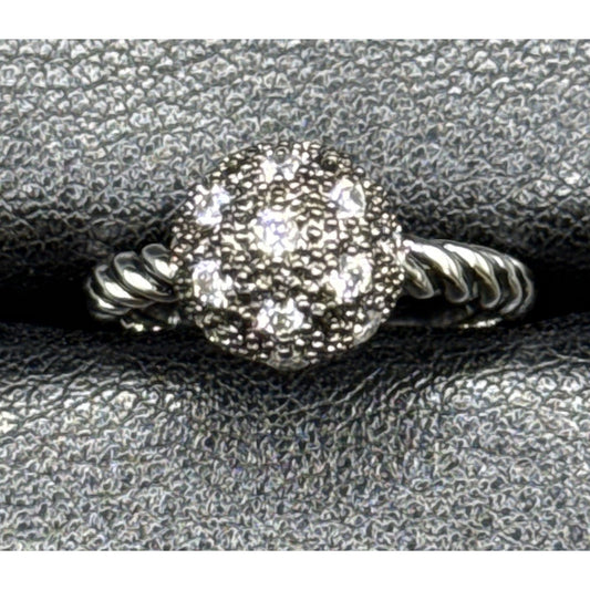 New Condition Sterling Silver Textured Rope Ball Ring Size 7.00