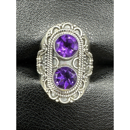 New Condition Sterling Silver Genuine Amethyst Ring 925 Size 7.5