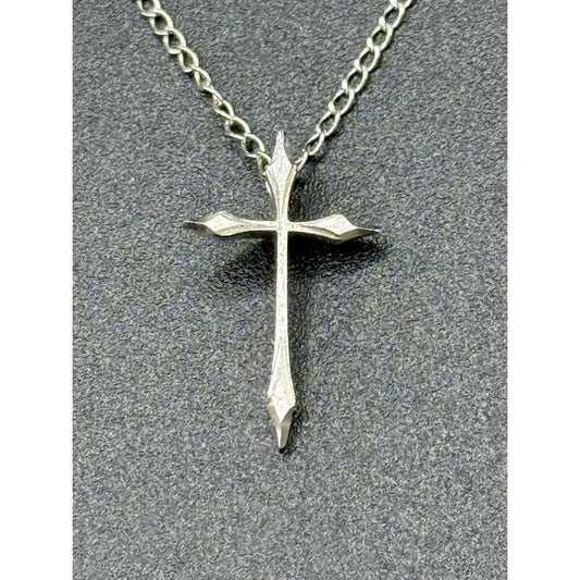 16” Vintage Sterling Silver Dainty Cross Pendant Necklace 925 P11