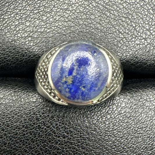 New Condition Sterling Silver Lapis Scales Textured Shank Ring 925 Size 10
