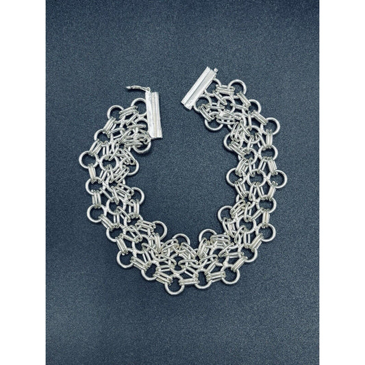 8” Sterling Silver 24MM Link Chain Bracelet 29 Grams K25