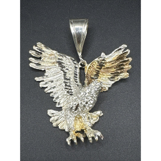 3” Sterling Silver Eagle Bling Pendant 38g 925 S1