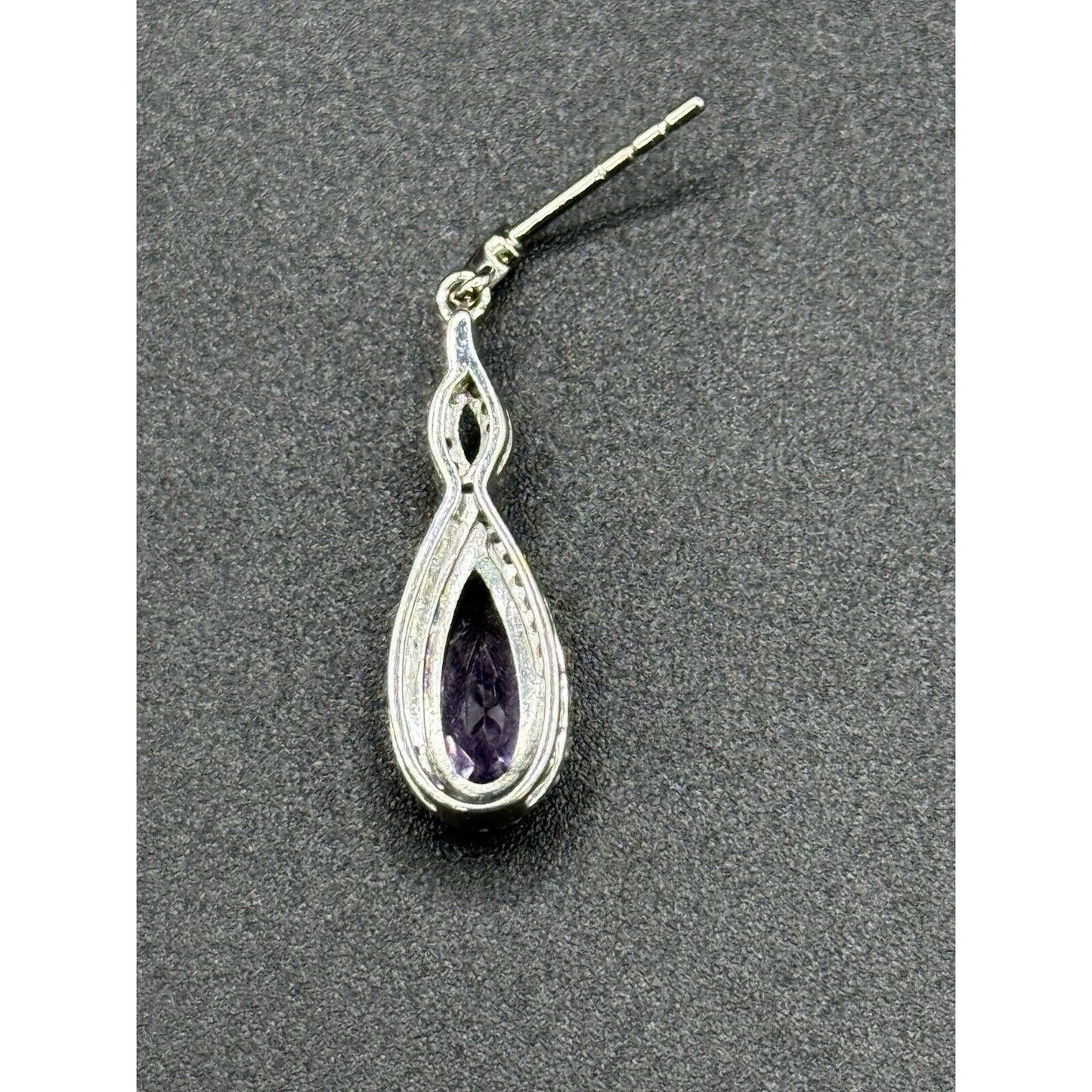 New Condition Sterling Silver Amethyst White Sapphire Dangle Earrings