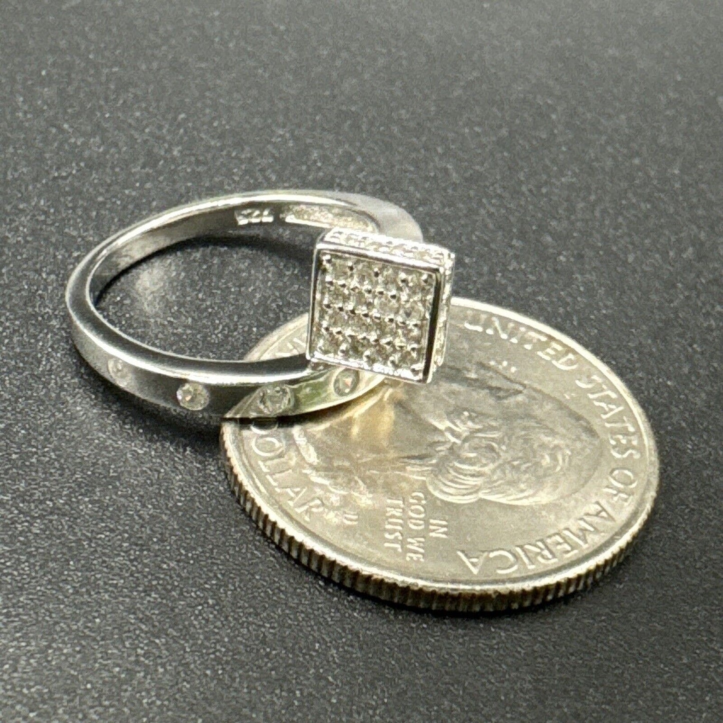 New Condition Sterling Silver Pavé Nail Ring 925 Size 7.00