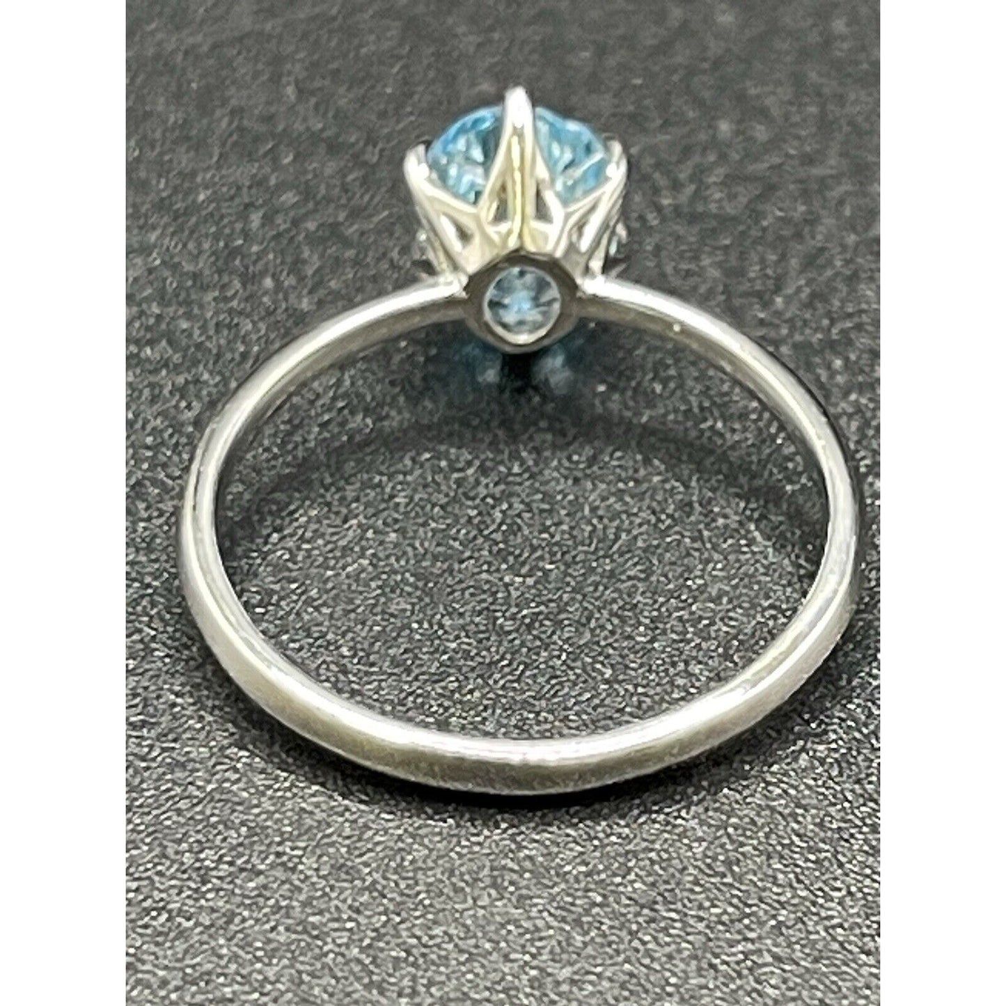 New Condition Sterling Silver Genuine Blue Topaz 8x6MM Size 7.00
